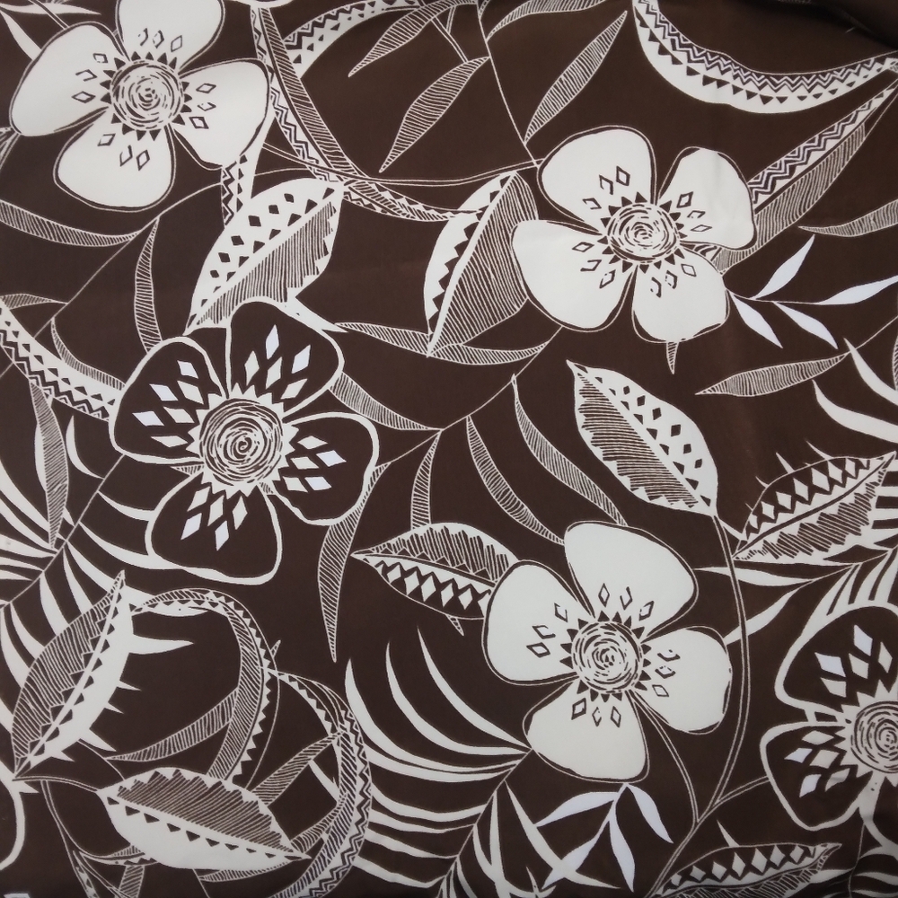 FABRIC Tropical Flora On Brown Synthetic Blend, Beautiful Hand, 2 Yd X 54 In
